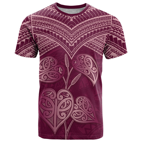 Burgundy New Zealand Kawakawa Maori Ngaru T Shirt