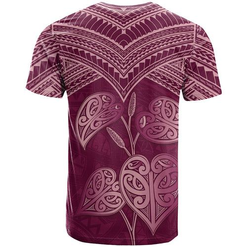 Burgundy New Zealand Kawakawa Maori Ngaru T Shirt