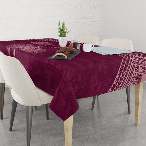 Burgundy New Zealand Kawakawa Maori Ngaru Tablecloth