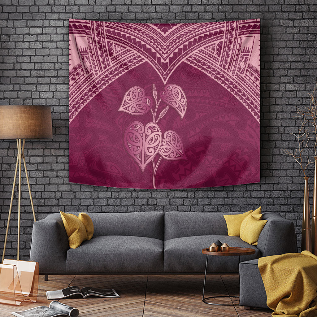 Burgundy New Zealand Kawakawa Maori Ngaru Tapestry
