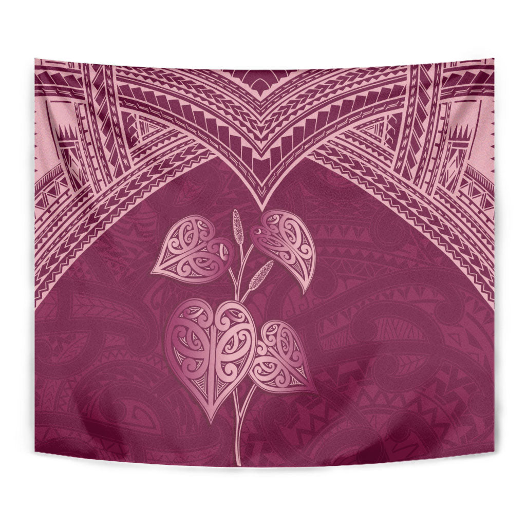 Burgundy New Zealand Kawakawa Maori Ngaru Tapestry