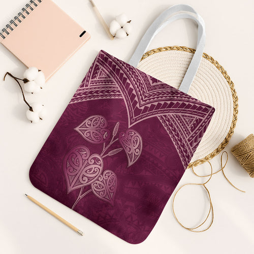 Burgundy New Zealand Kawakawa Maori Ngaru Tote Bag