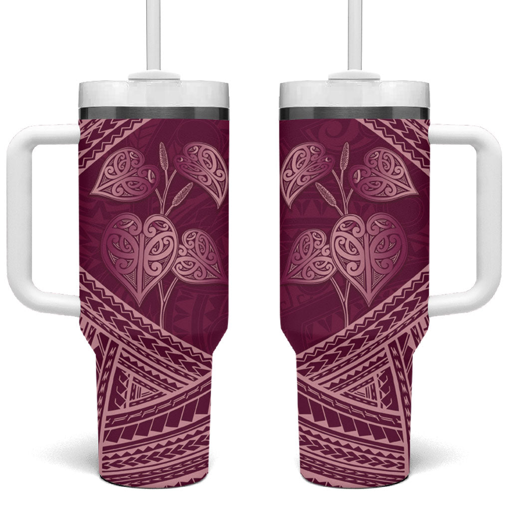 Burgundy New Zealand Kawakawa Maori Ngaru Tumbler With Handle