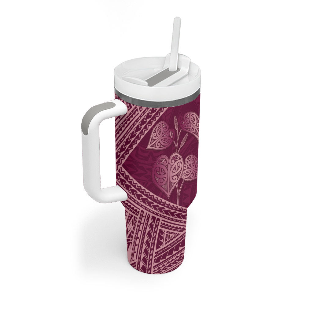 Burgundy New Zealand Kawakawa Maori Ngaru Tumbler With Handle