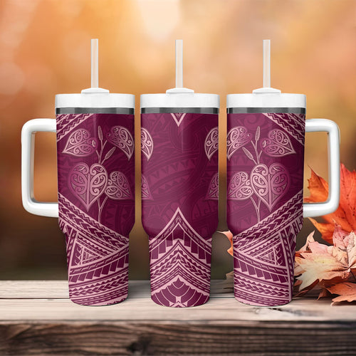 Burgundy New Zealand Kawakawa Maori Ngaru Tumbler With Handle