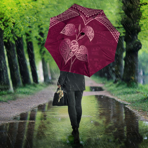 Burgundy New Zealand Kawakawa Maori Ngaru Umbrella