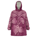 Burgundy New Zealand Kawakawa Maori Ngaru Wearable Blanket Hoodie