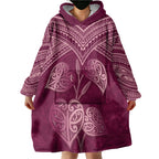 Burgundy New Zealand Kawakawa Maori Ngaru Wearable Blanket Hoodie