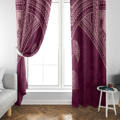 Burgundy New Zealand Kawakawa Maori Ngaru Window Curtain