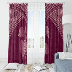 Burgundy New Zealand Kawakawa Maori Ngaru Window Curtain