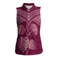 Burgundy New Zealand Kawakawa Maori Ngaru Women Sleeveless Polo Shirt