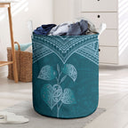 Cyan New Zealand Kawakawa Maori Ngaru Laundry Basket