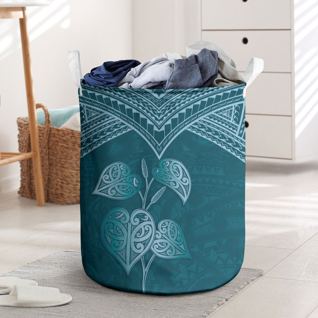 Cyan New Zealand Kawakawa Maori Ngaru Laundry Basket