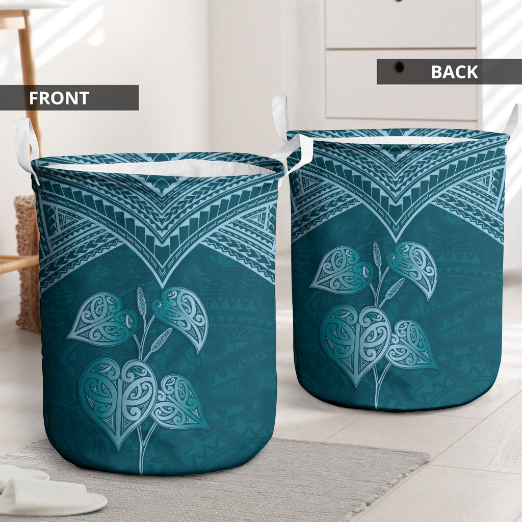 Cyan New Zealand Kawakawa Maori Ngaru Laundry Basket