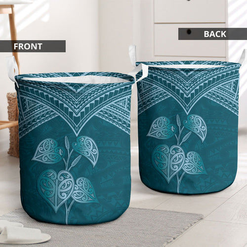 Cyan New Zealand Kawakawa Maori Ngaru Laundry Basket