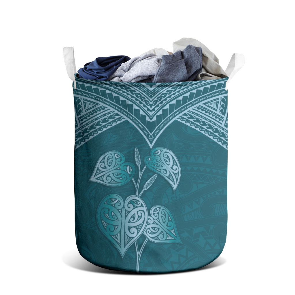 Cyan New Zealand Kawakawa Maori Ngaru Laundry Basket