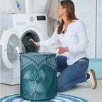 Cyan New Zealand Kawakawa Maori Ngaru Laundry Basket