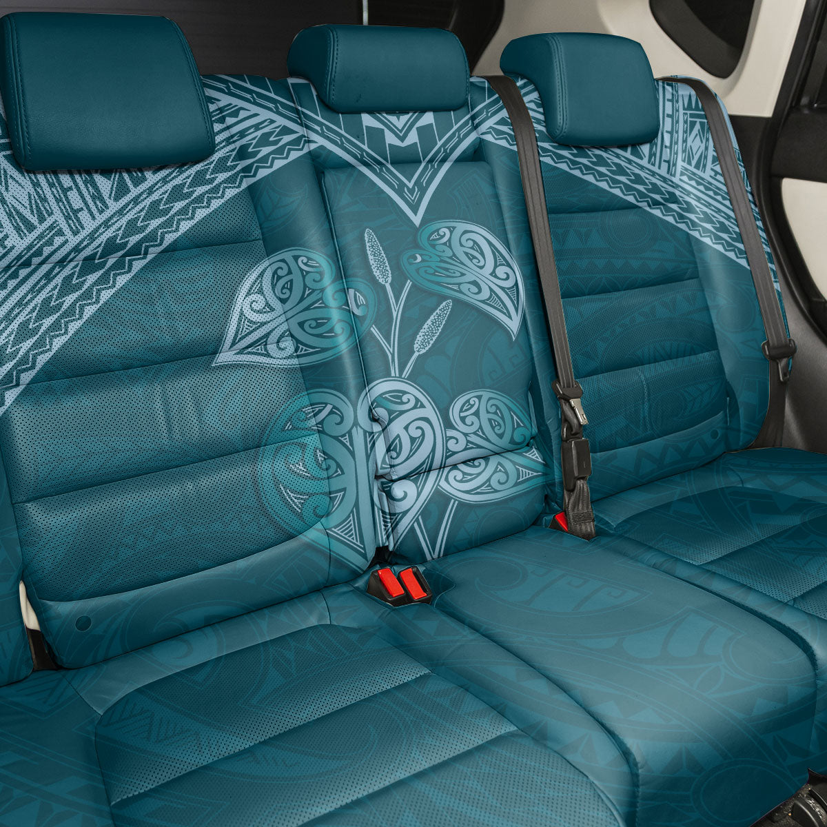 Cyan New Zealand Kawakawa Maori Ngaru Back Car Seat Cover