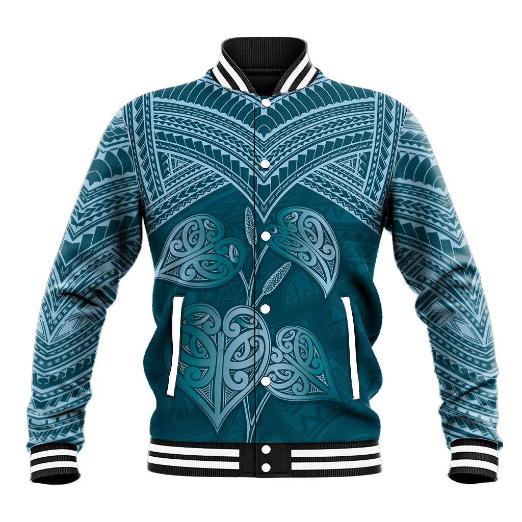 Cyan New Zealand Kawakawa Maori Ngaru Baseball Jacket
