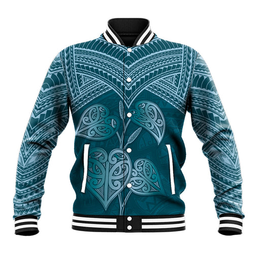 Cyan New Zealand Kawakawa Maori Ngaru Baseball Jacket