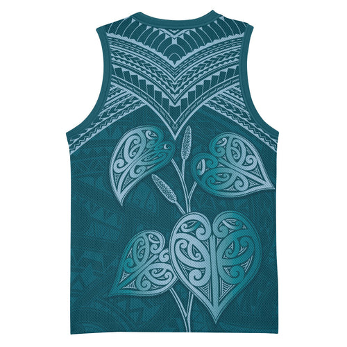 Cyan New Zealand Kawakawa Maori Ngaru Basketball Jersey