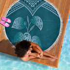 Cyan New Zealand Kawakawa Maori Ngaru Beach Blanket