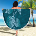 Cyan New Zealand Kawakawa Maori Ngaru Beach Blanket