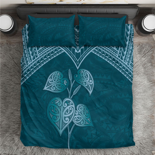 Cyan New Zealand Kawakawa Maori Ngaru Bedding Set