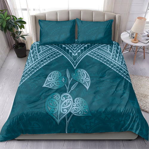 Cyan New Zealand Kawakawa Maori Ngaru Bedding Set