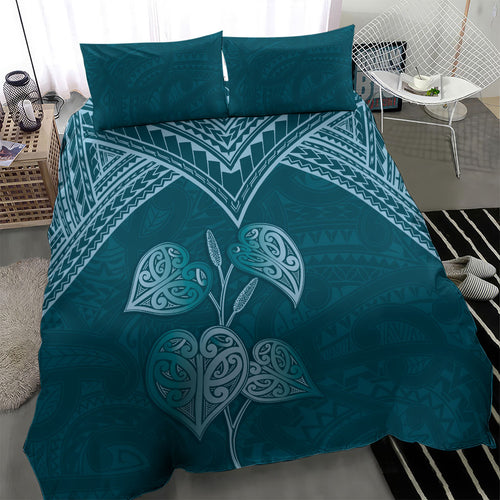 Cyan New Zealand Kawakawa Maori Ngaru Bedding Set