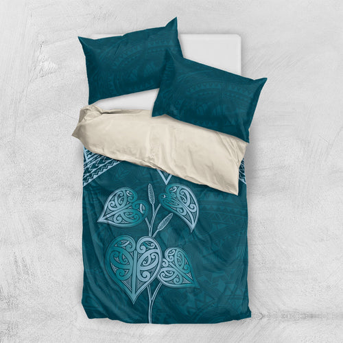 Cyan New Zealand Kawakawa Maori Ngaru Bedding Set