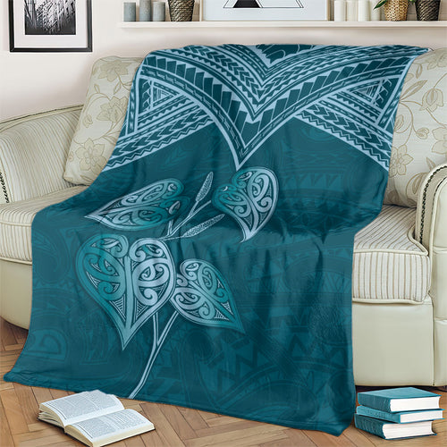 Cyan New Zealand Kawakawa Maori Ngaru Blanket