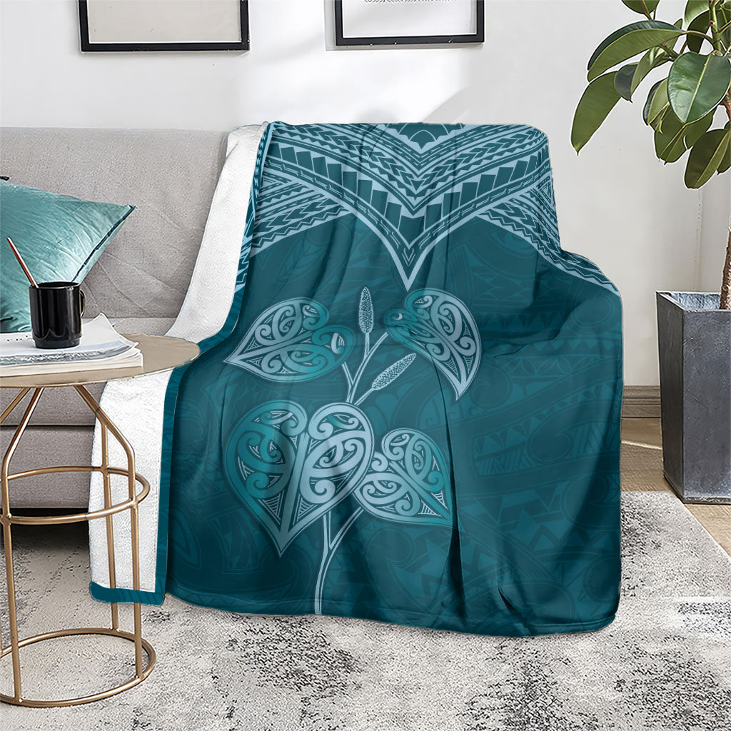 Cyan New Zealand Kawakawa Maori Ngaru Blanket