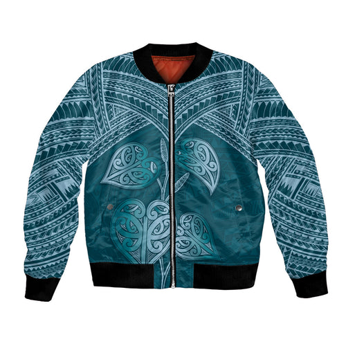 Cyan New Zealand Kawakawa Maori Ngaru Bomber Jacket