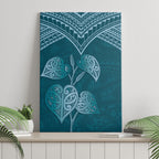 Cyan New Zealand Kawakawa Maori Ngaru Canvas Wall Art
