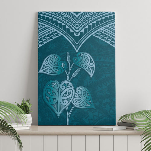 Cyan New Zealand Kawakawa Maori Ngaru Canvas Wall Art