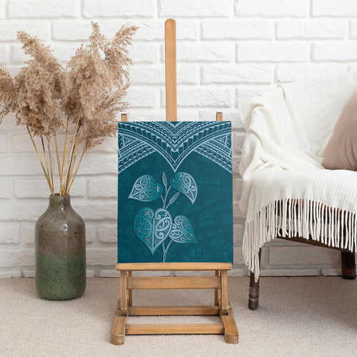 Cyan New Zealand Kawakawa Maori Ngaru Canvas Wall Art