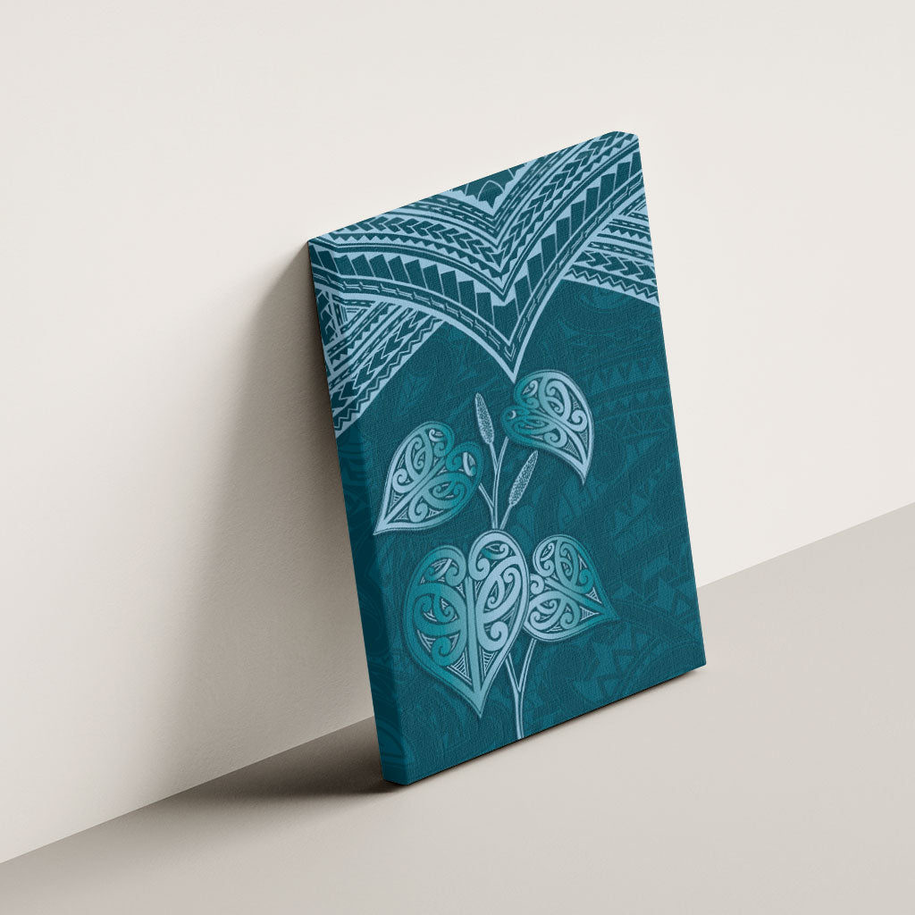 Cyan New Zealand Kawakawa Maori Ngaru Canvas Wall Art