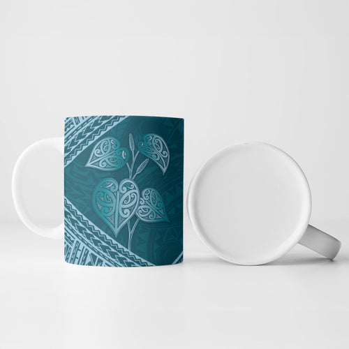 Cyan New Zealand Kawakawa Maori Ngaru Ceramic Mug