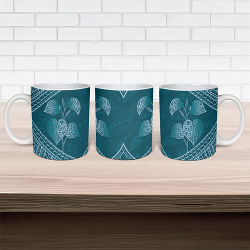 Cyan New Zealand Kawakawa Maori Ngaru Ceramic Mug
