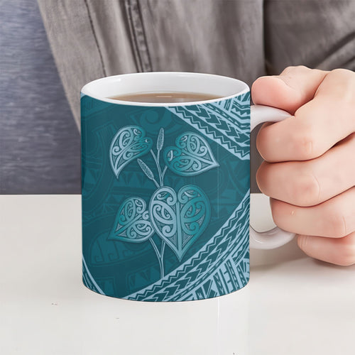 Cyan New Zealand Kawakawa Maori Ngaru Ceramic Mug