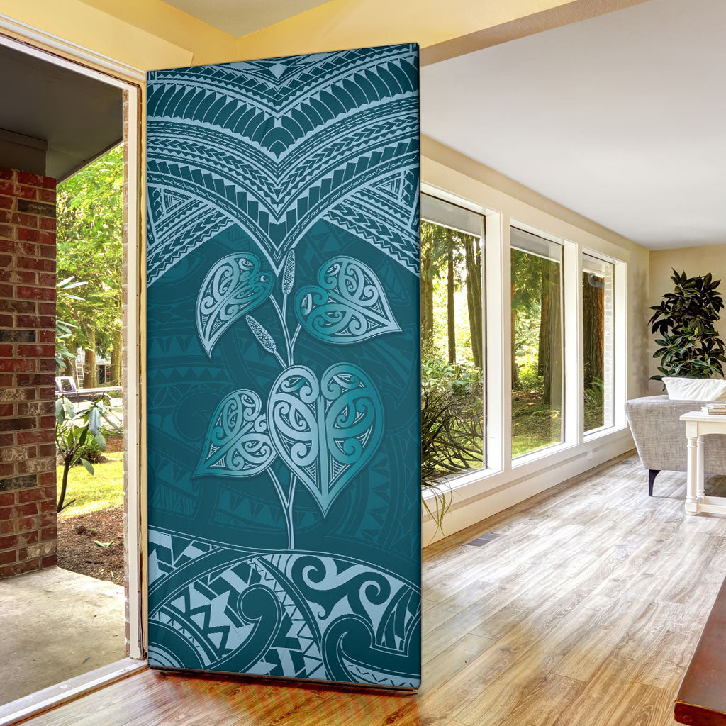 Cyan New Zealand Kawakawa Maori Ngaru Door Cover