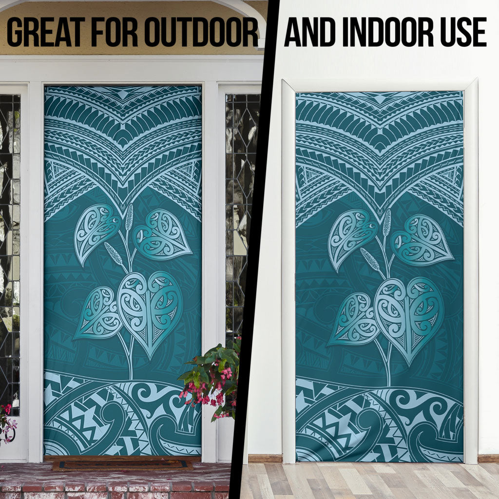 Cyan New Zealand Kawakawa Maori Ngaru Door Cover