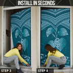 Cyan New Zealand Kawakawa Maori Ngaru Door Cover