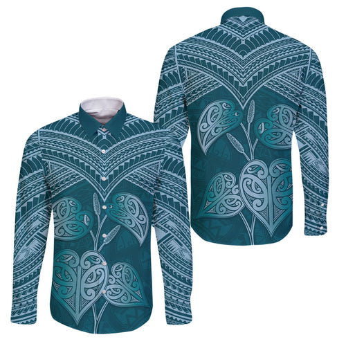 Cyan New Zealand Kawakawa Maori Ngaru Family Matching Mermaid Dress and Hawaiian Shirt