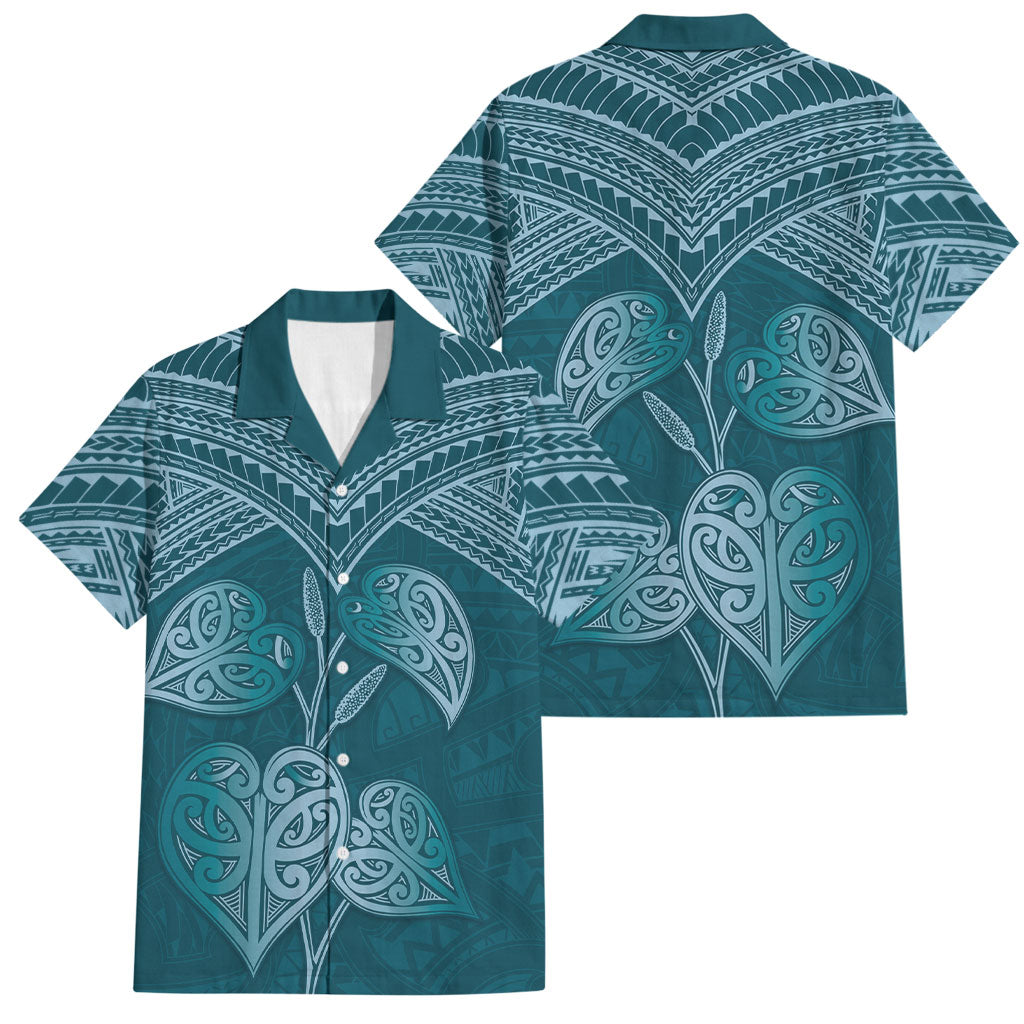 Cyan New Zealand Kawakawa Maori Ngaru Family Matching Tank Maxi Dress and Hawaiian Shirt
