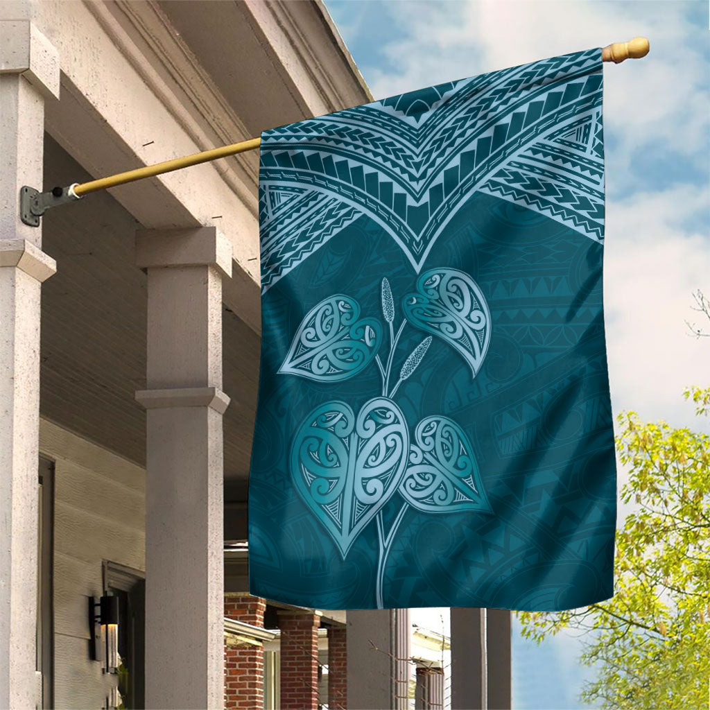 Cyan New Zealand Kawakawa Maori Ngaru Garden Flag