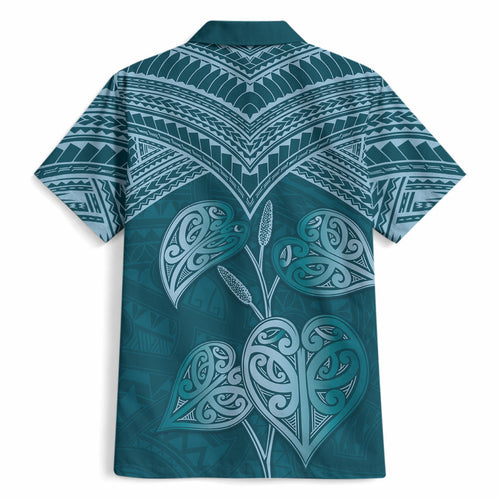 Cyan New Zealand Kawakawa Maori Ngaru Hawaiian Shirt