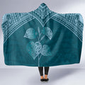 Cyan New Zealand Kawakawa Maori Ngaru Hooded Blanket