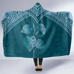 Cyan New Zealand Kawakawa Maori Ngaru Hooded Blanket
